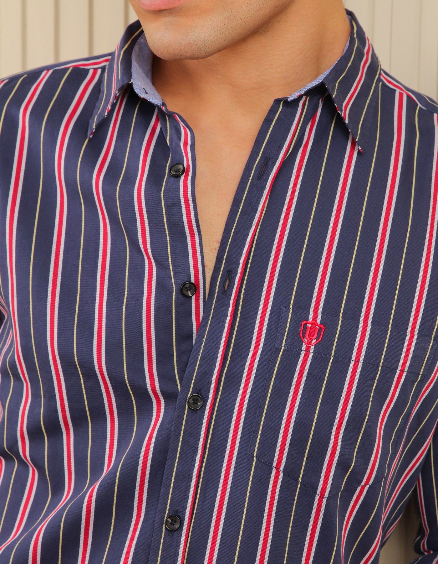 Blue Embriodery Stripe Casual Shirt CS2446R-L
