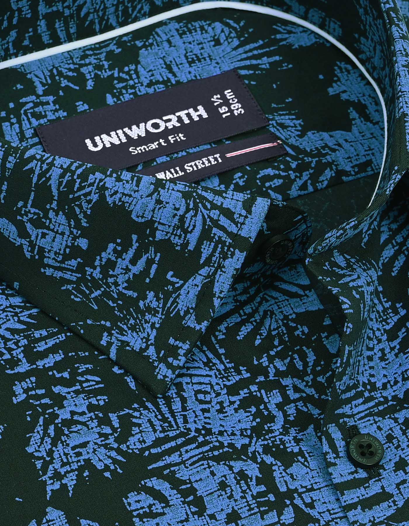 Printed M Blue Tailored Smart Fit Shirt FS829SF-15