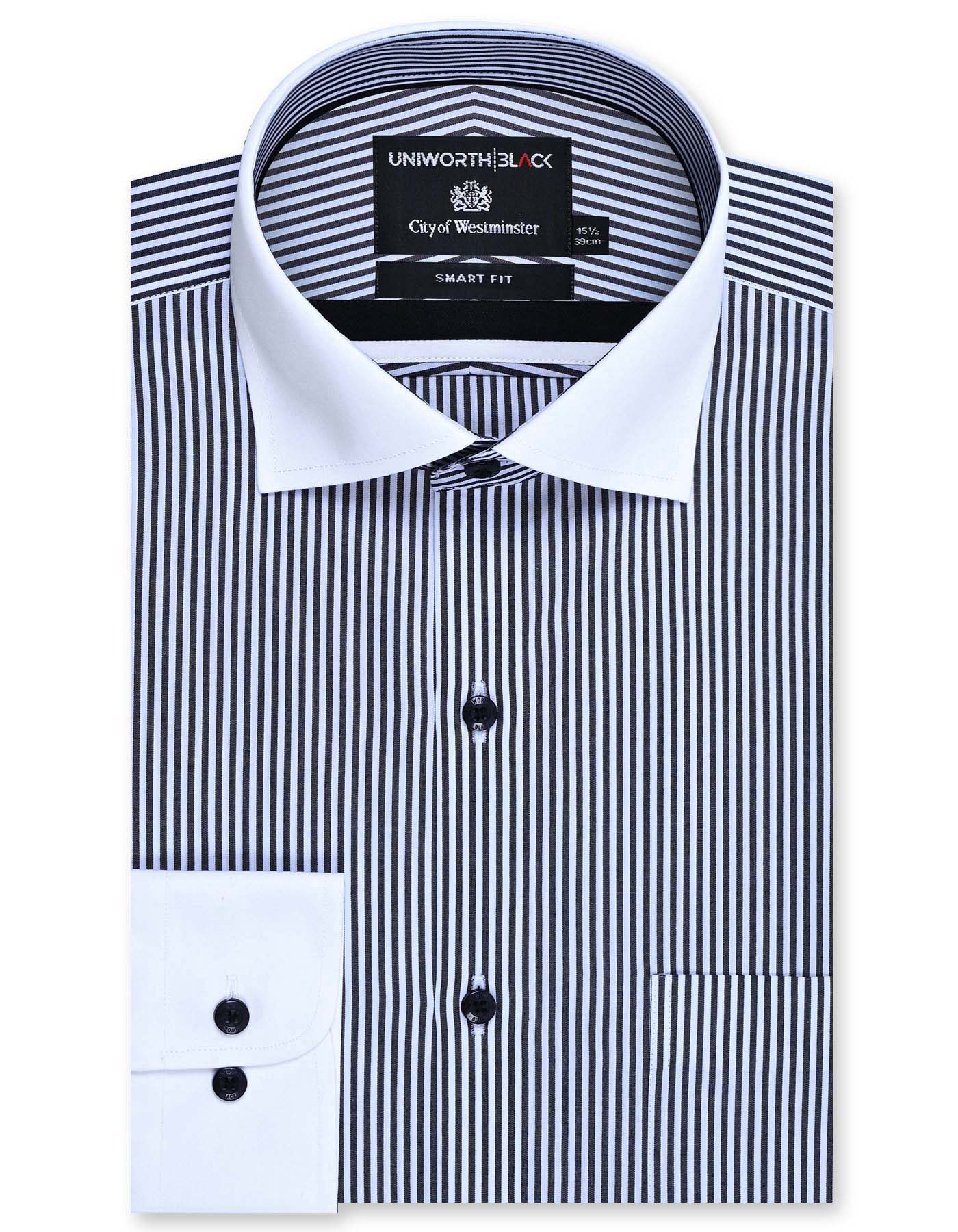 Stripe Black Tailored Smart Fit Shirt FS2874-1SF-14.5