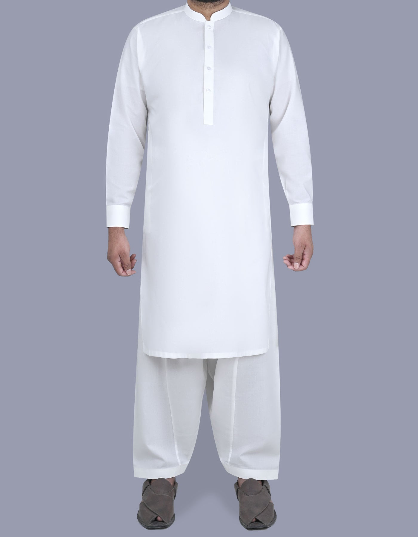 Off White Plain Kameez Shalwar KS2516-4S-XS