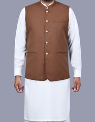 D Brown Texture Waist Coat WC2516-1S-34