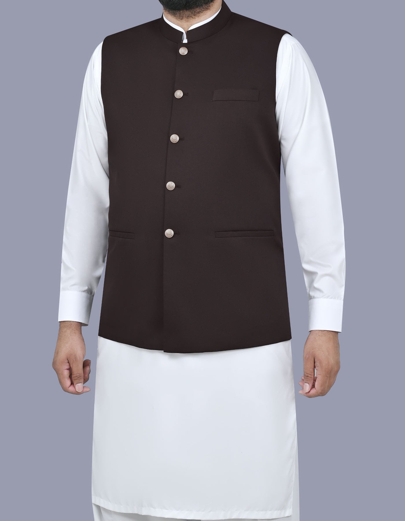 Chocolate Plain Waist Coat WC2502-5C-38