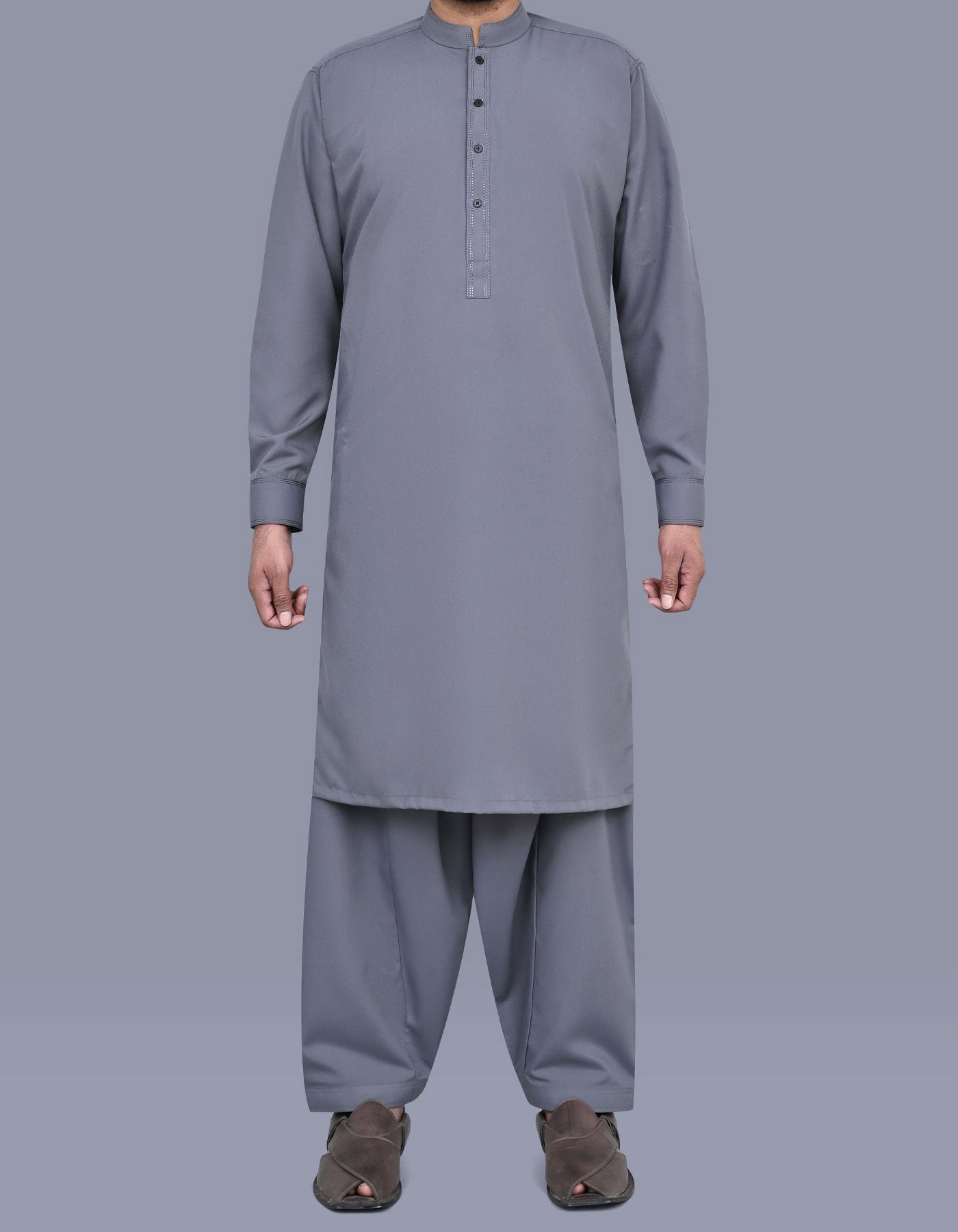 Grey Plain Kameez Shalwar KS2563R-XS