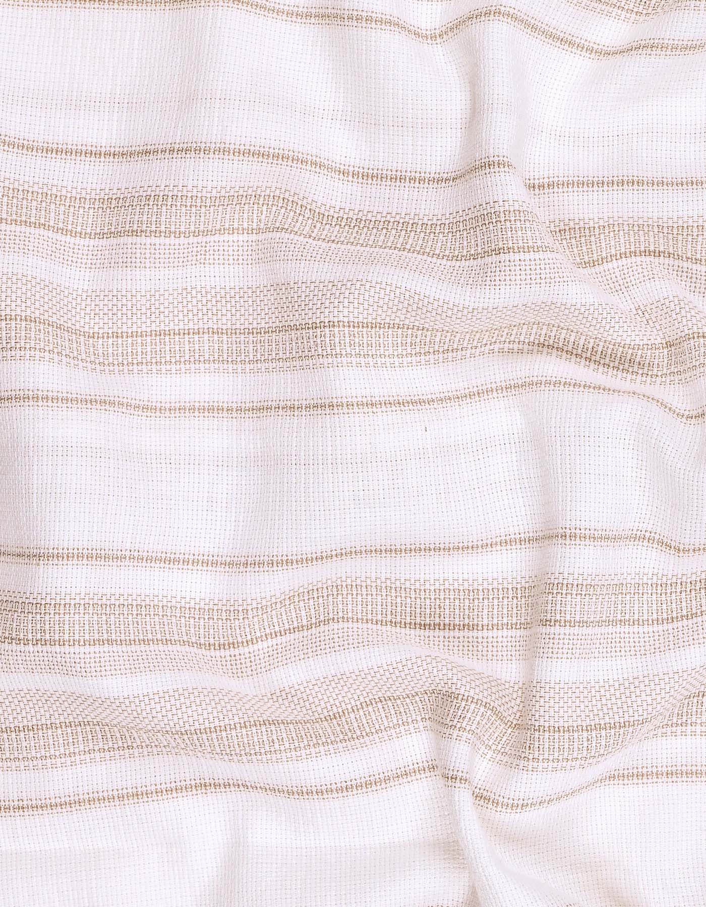 L Brown Stripe Regular Fit Casual Shirt