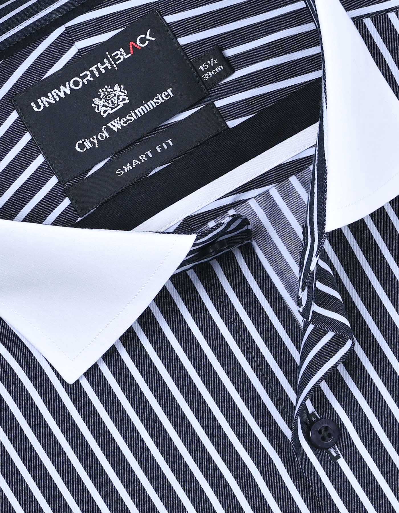 Stripe Black Tailored Smart Fit Shirt FS2882-2SF-15