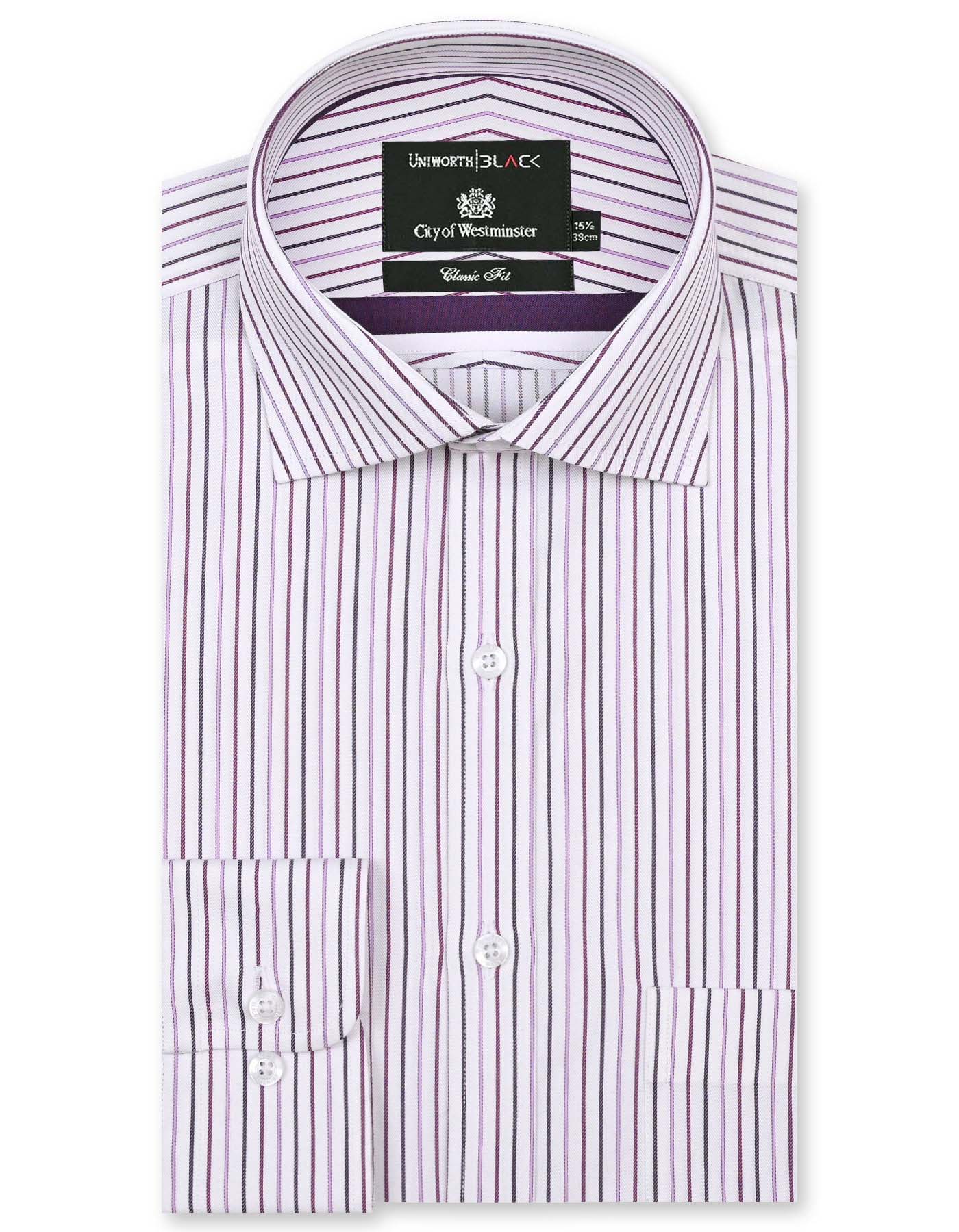 Stripe White/Purple Classic Fit Shirt FS2733RF-14.5