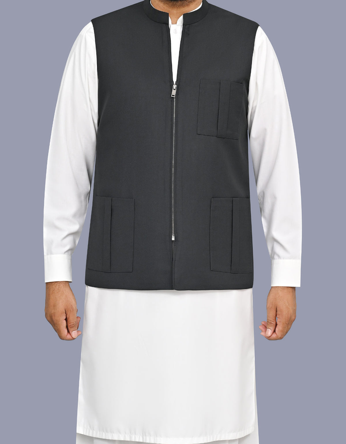 Black Plain Waist Coat WC2622C-34