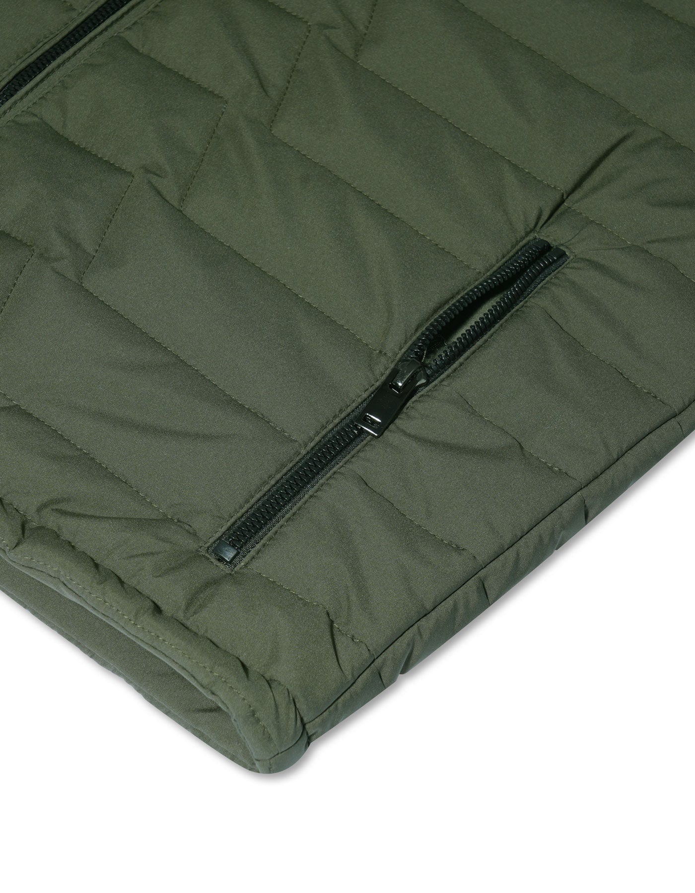 Olive Plain Mock Neck Puffer Jacket