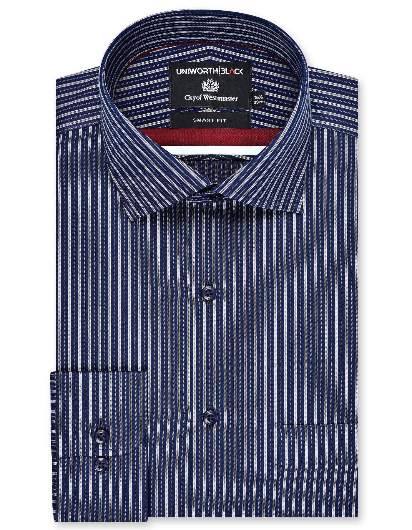 Stripe Navy Tailored Smart Fit Shirt FS2887-1SF-14.5