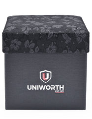 Black Floral Cufflink Tie Set