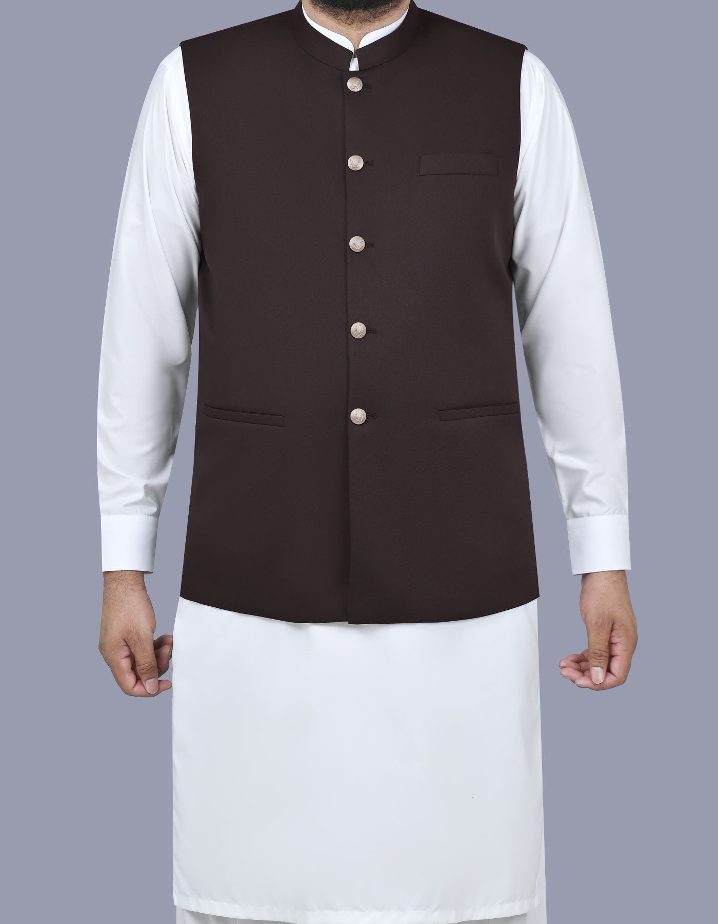 Chocolate Plain Waist Coat WC2502-5C-34