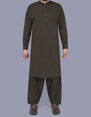 D Brown Plain Kameez Shalwar KS2517-4S-XS