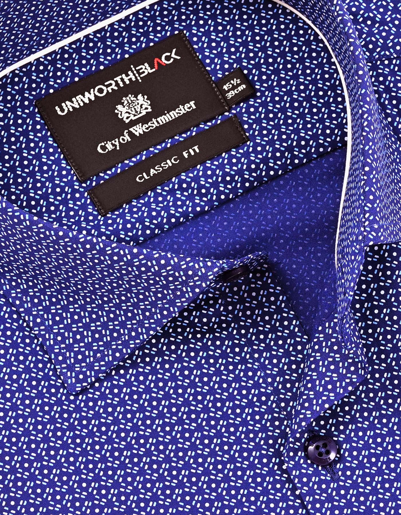 Printed D Blue Classic Fit Shirt FS868RF-15