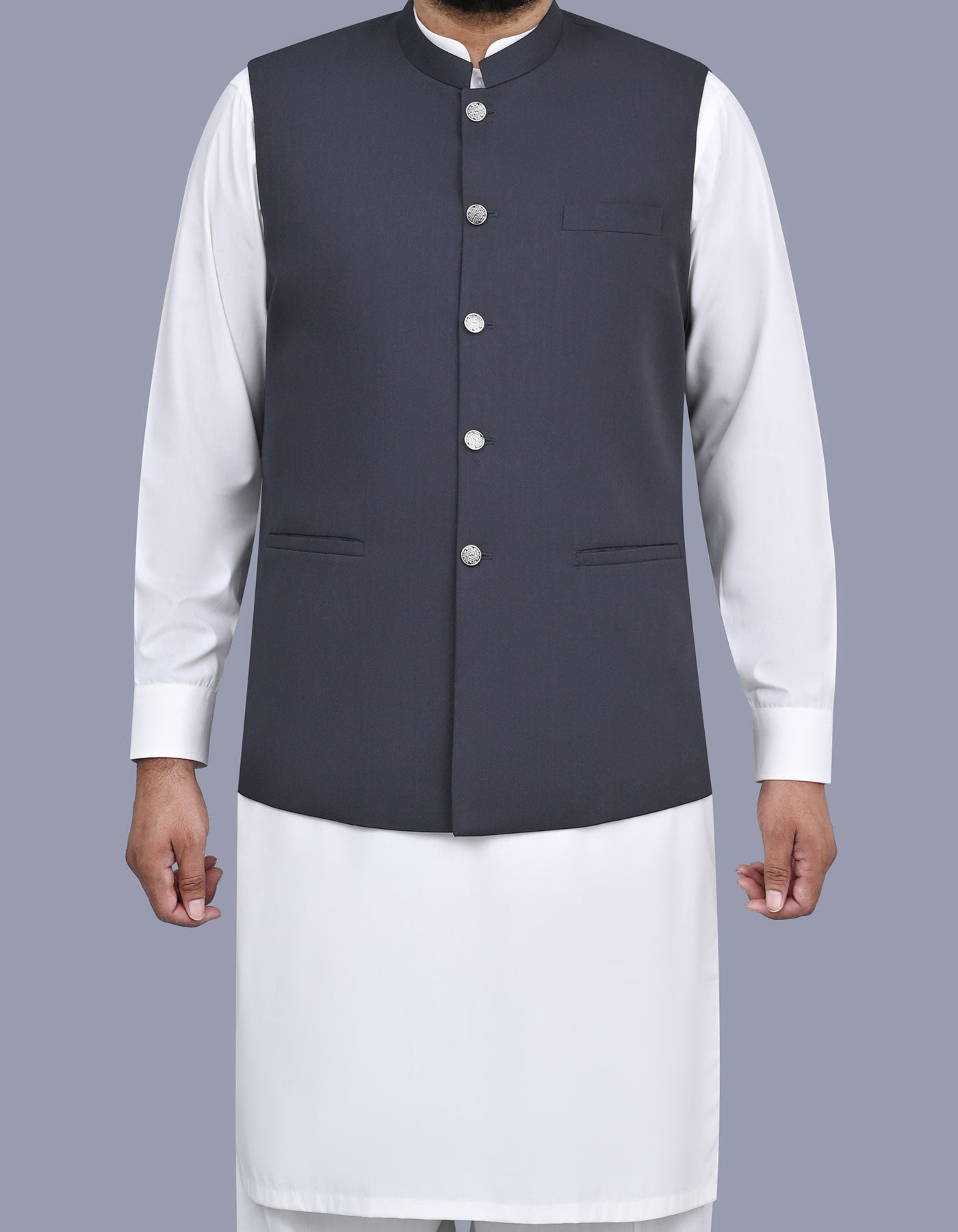 Grey Plain Waist Coat WC2521-1S-34