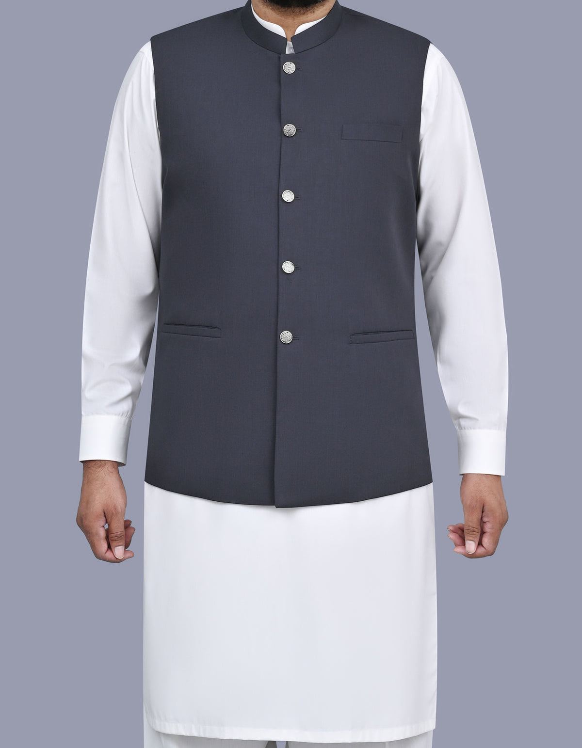 Grey Plain Waist Coat WC2521-1S-34