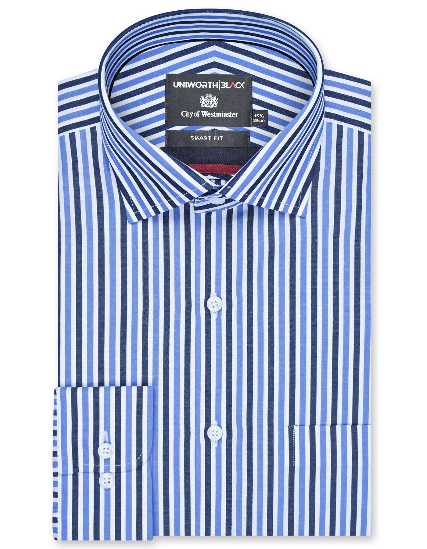 Stripe Blue Tailored Smart Fit Shirt FS2876SF-14.5