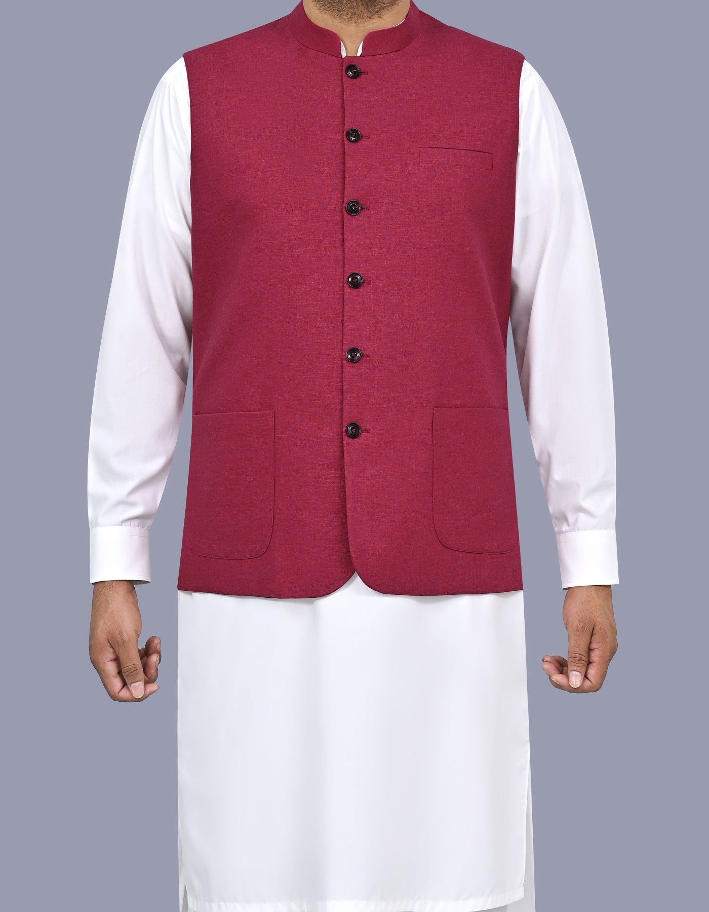 Maroon Texture Waist Coat WC2605S-34