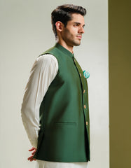 Green Plain Waist Coat WC2413-3C-38