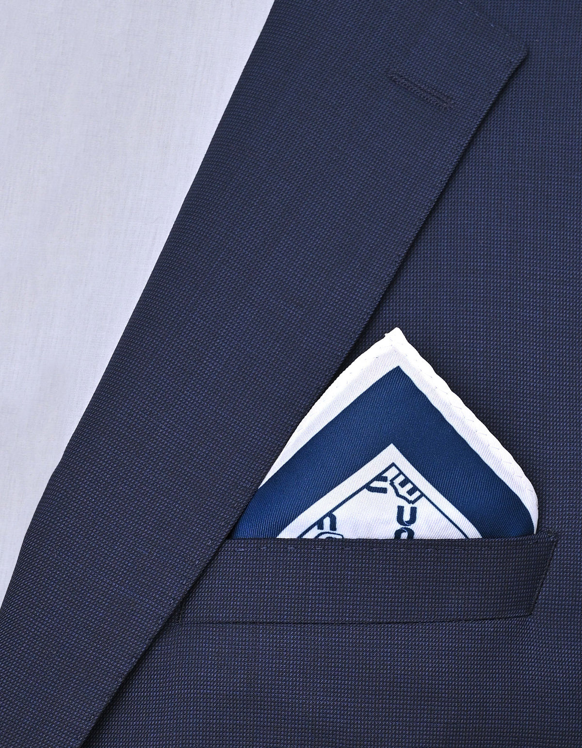 White Geometric Pocket Square