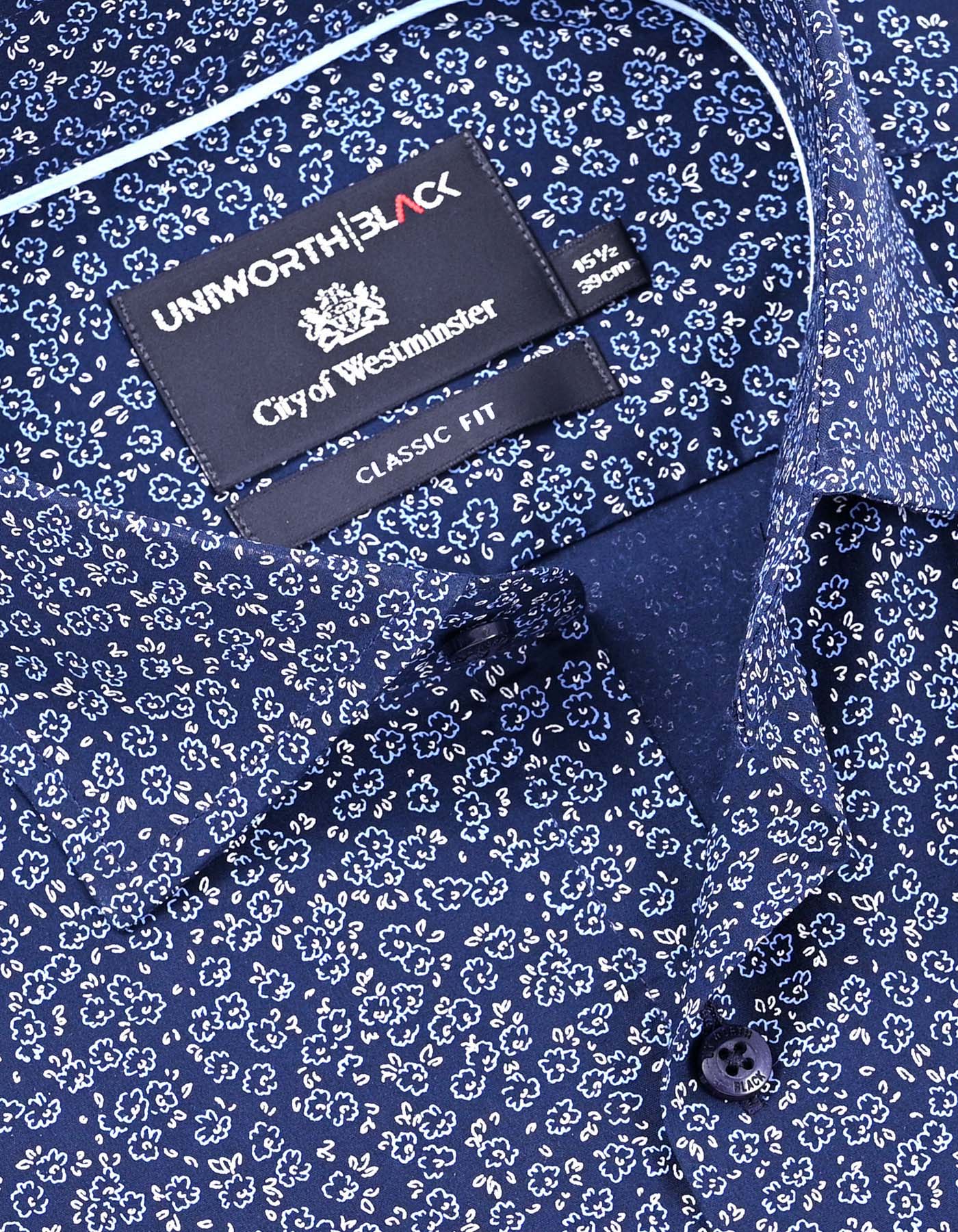 Printed Navy Classic Fit Shirt FS870-1RF-15