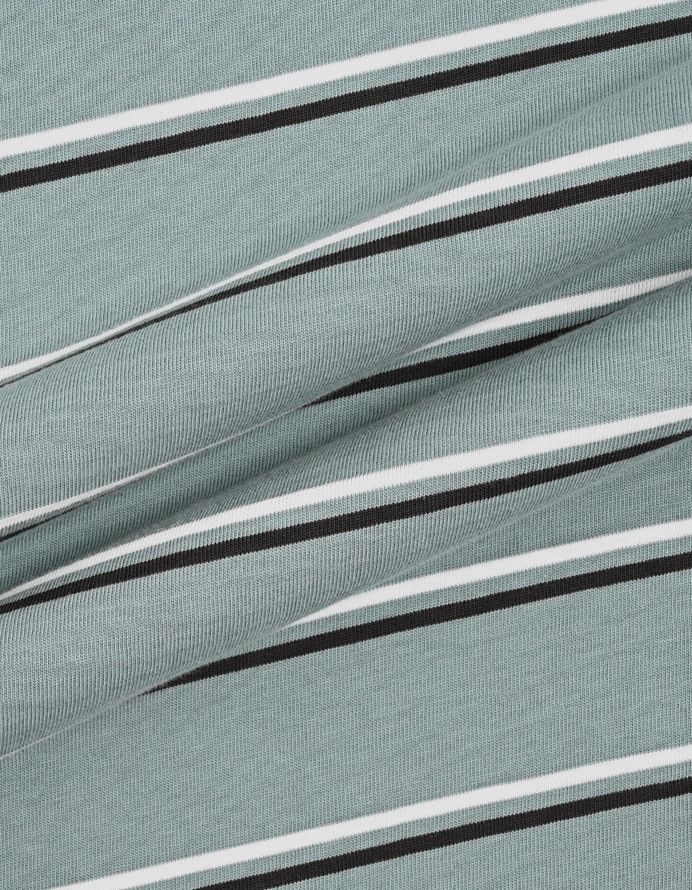 Aqua Grey Stripe Relaxed Rugby Polo