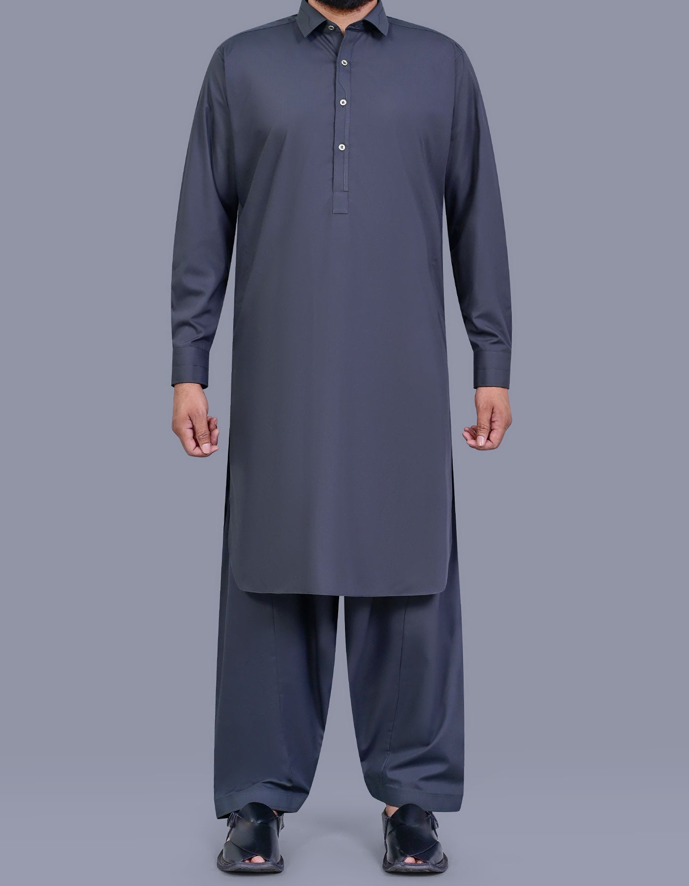 Grey Plain Kameez Shalwar KS2639S-XS