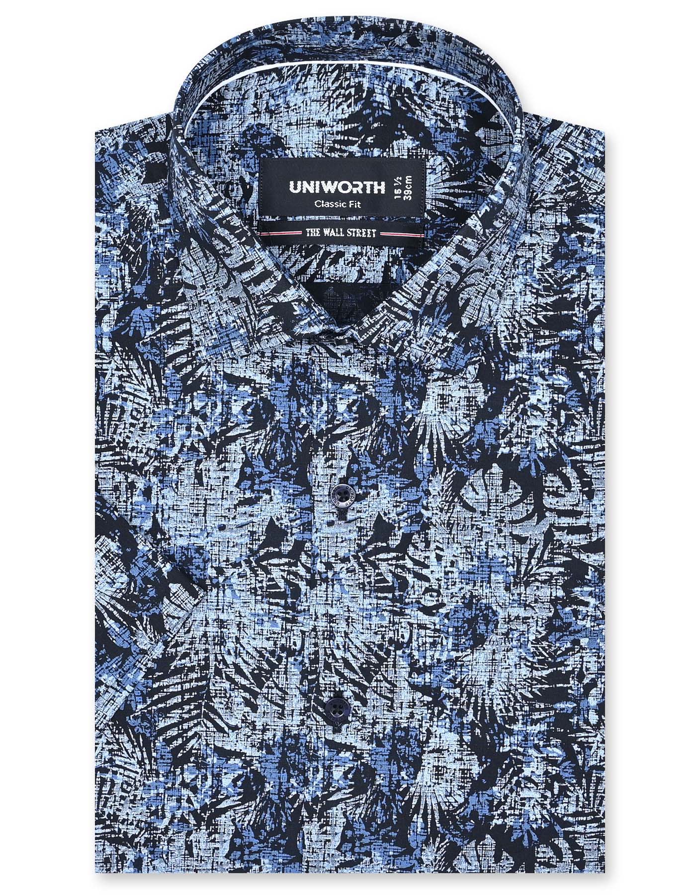 Printed Black Classic Fit Shirt FS830RH-14.5