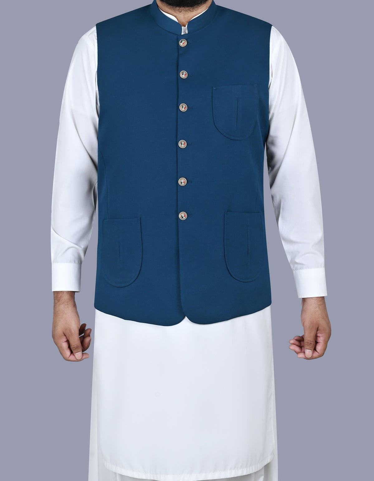 Blue Plain Waist Coat WC2517-4S-34