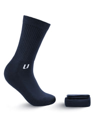 Navy Self Plain Medicated Socks