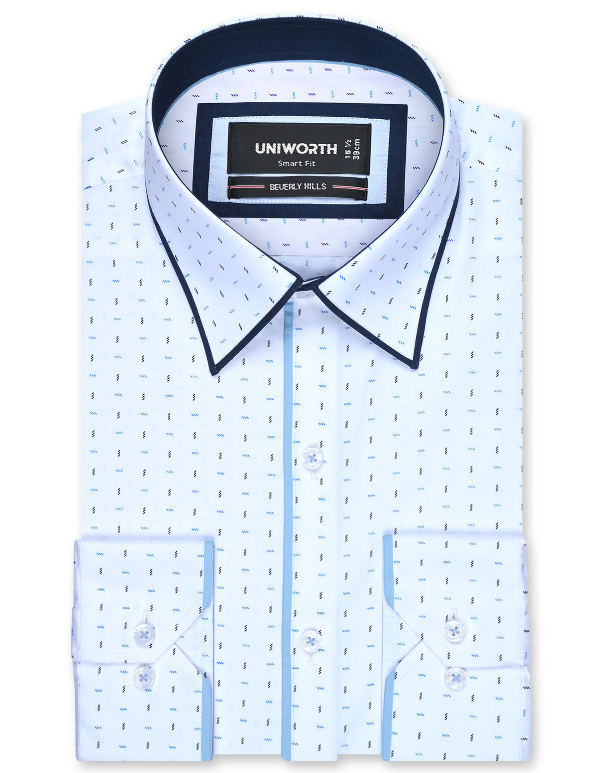Printed White Tailored Smart Fit Shirt FS843SF-14.5