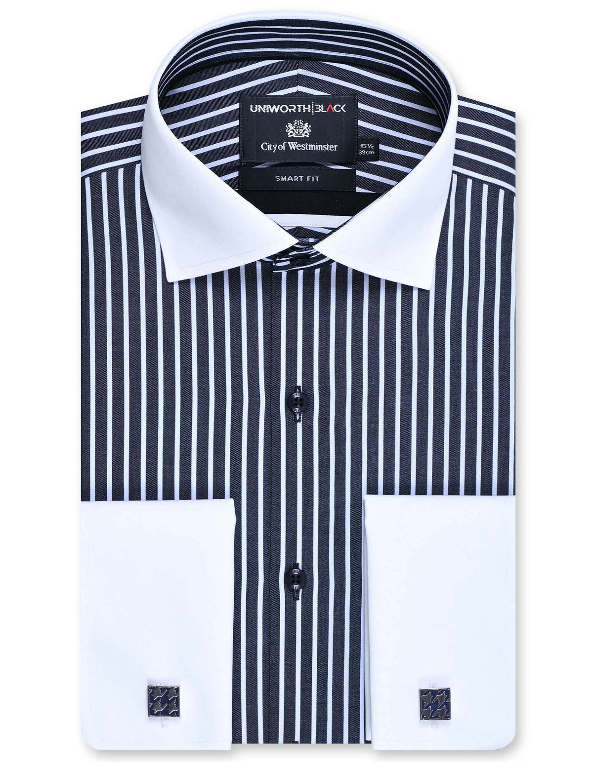Stripe Black Tailored Smart Fit Shirt FS2882-2SF-14.5