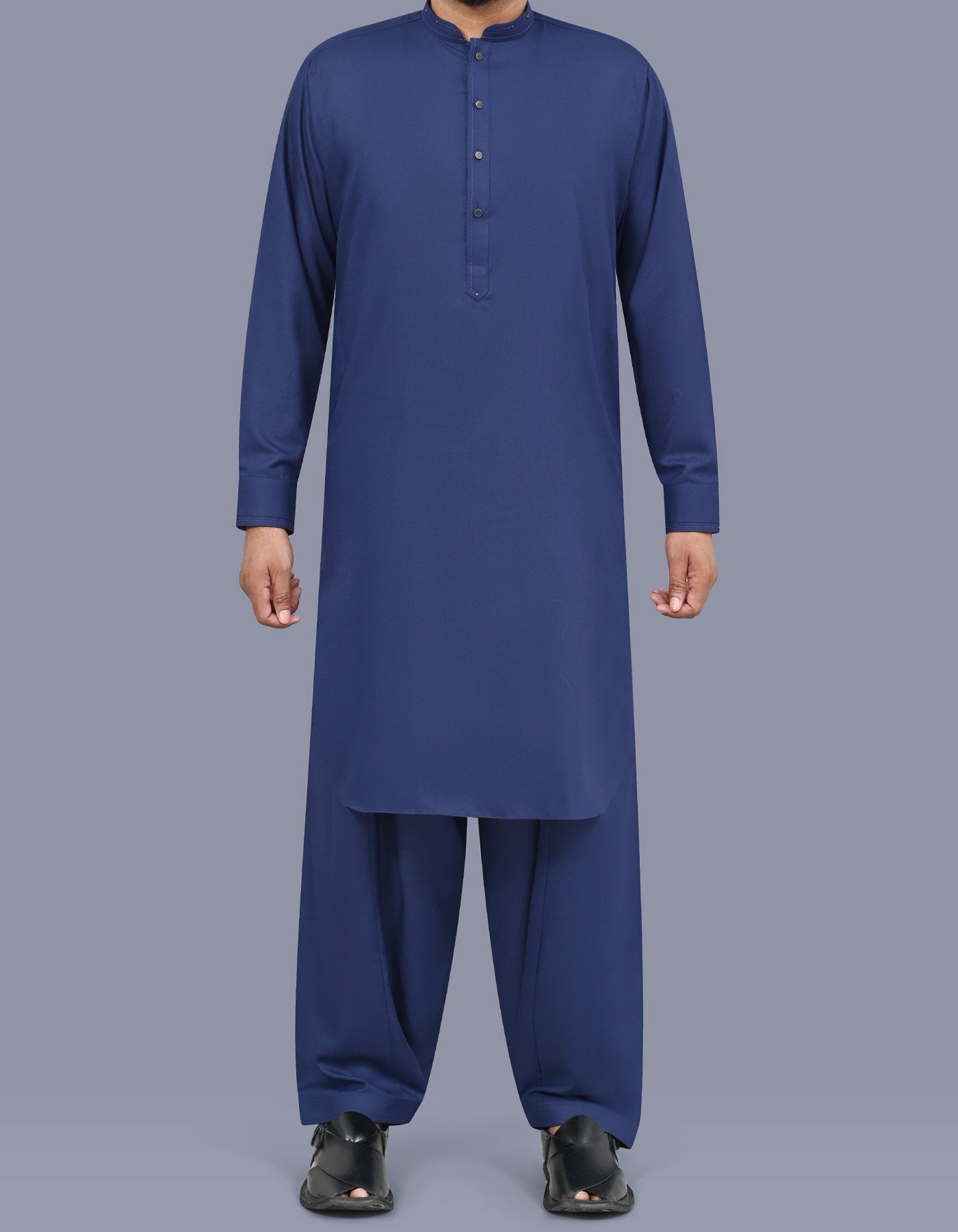 D Navy Plain Kameez Shalwar KS26106S-XS