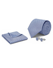 L Grey Geometric Cufflink Tie Set