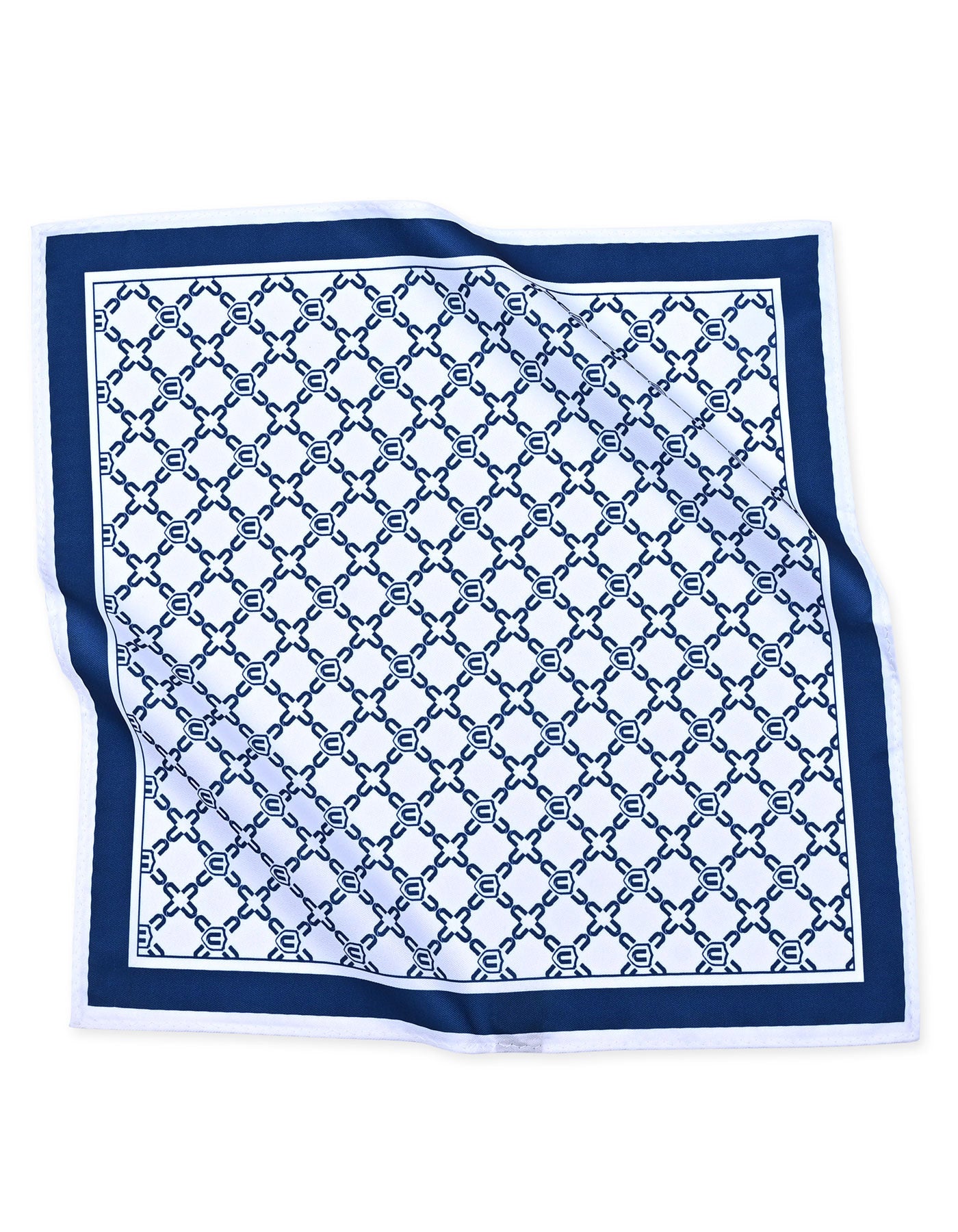 White Geometric Pocket Square