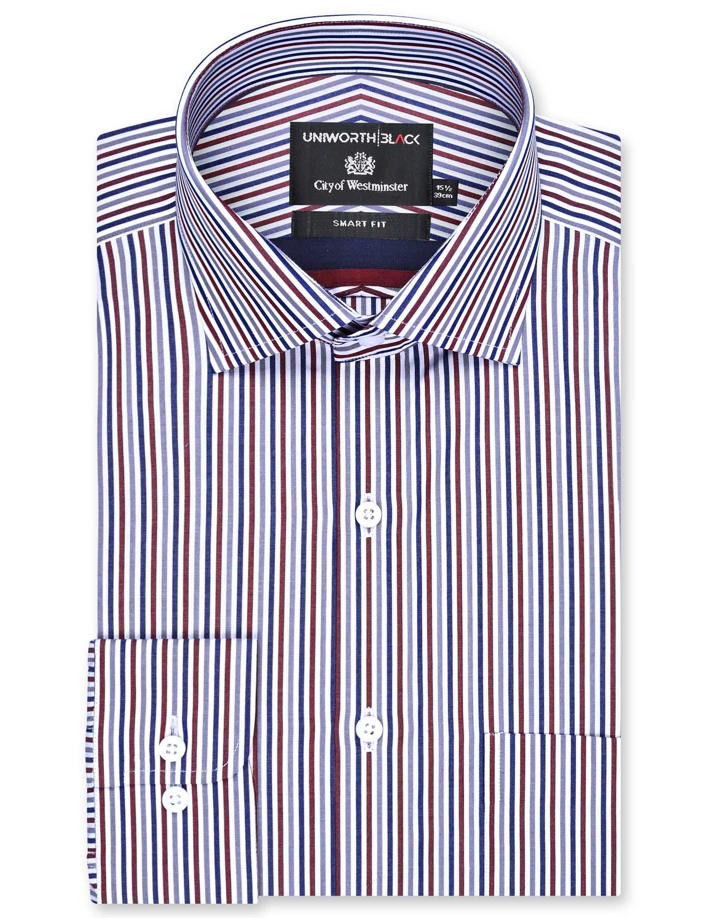 Stripe Maroon Tailored Smart Fit Shirt FS2878-2SF-14.5