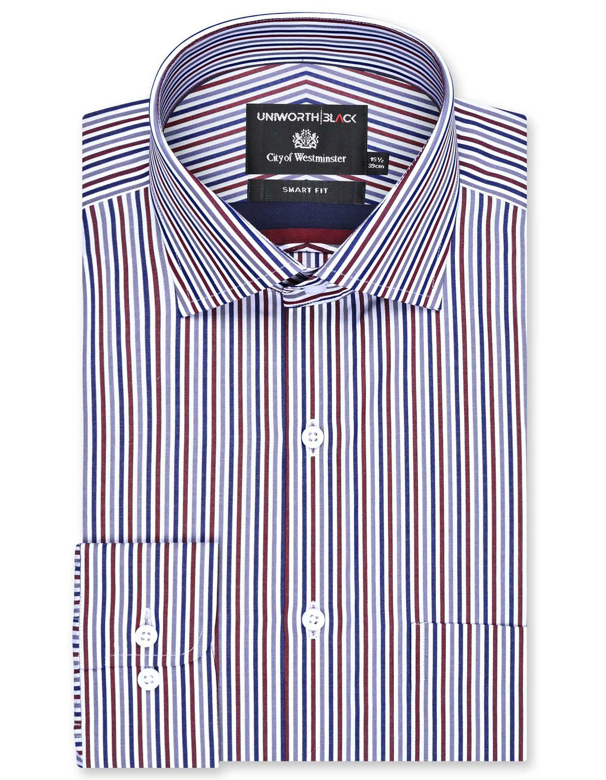 Stripe Maroon Tailored Smart Fit Shirt FS2878-2SF-14.5