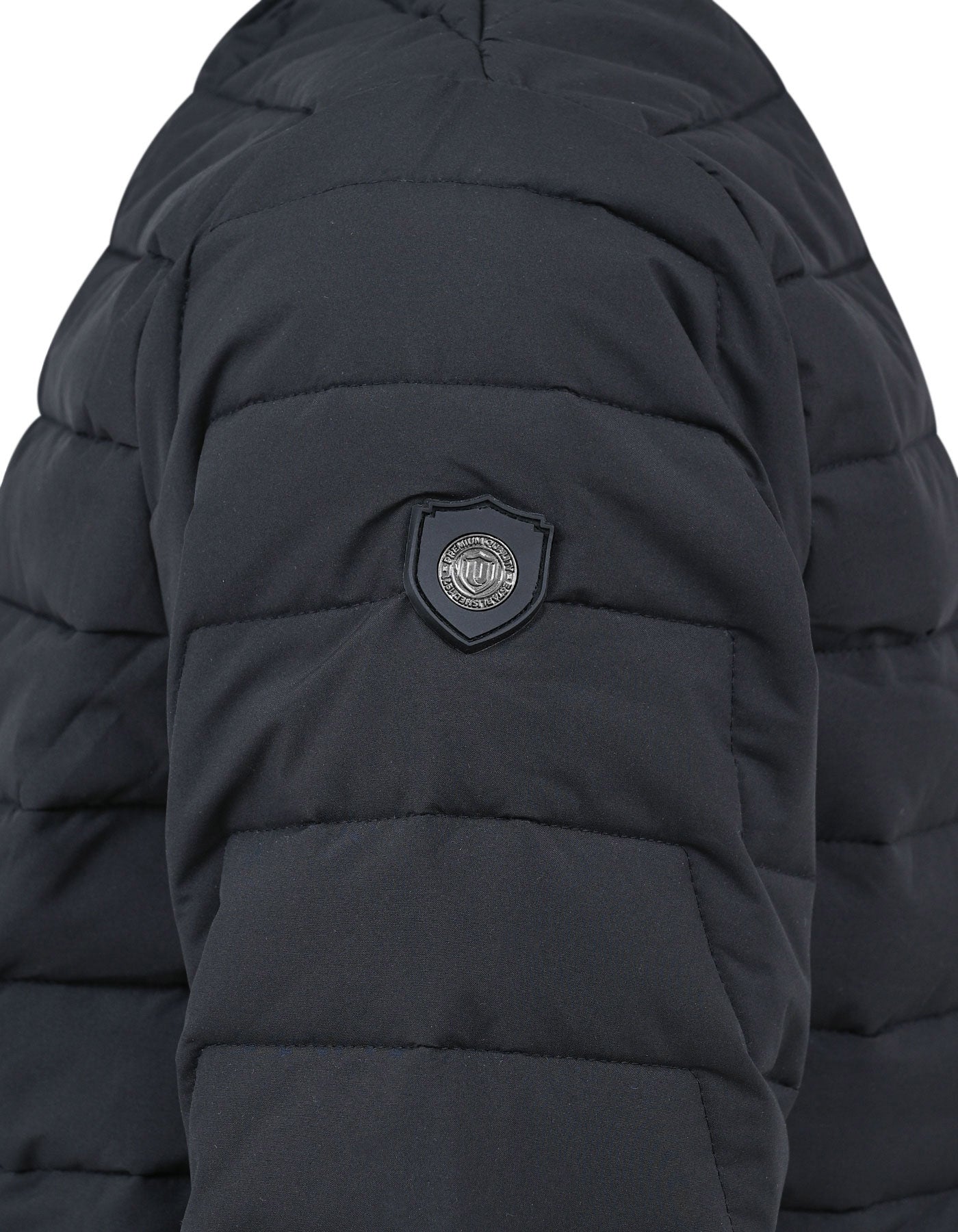 Black Plain Mock Neck Puffer Jacket