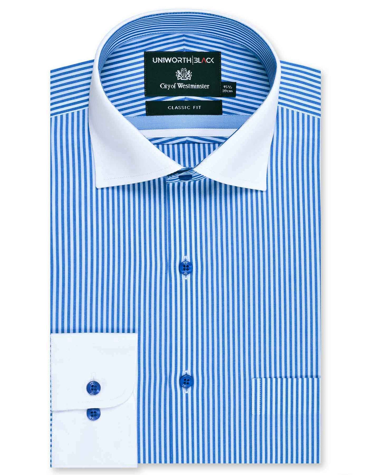 Stripe Blue Classic Fit Shirt FS2873-1RF-14.5