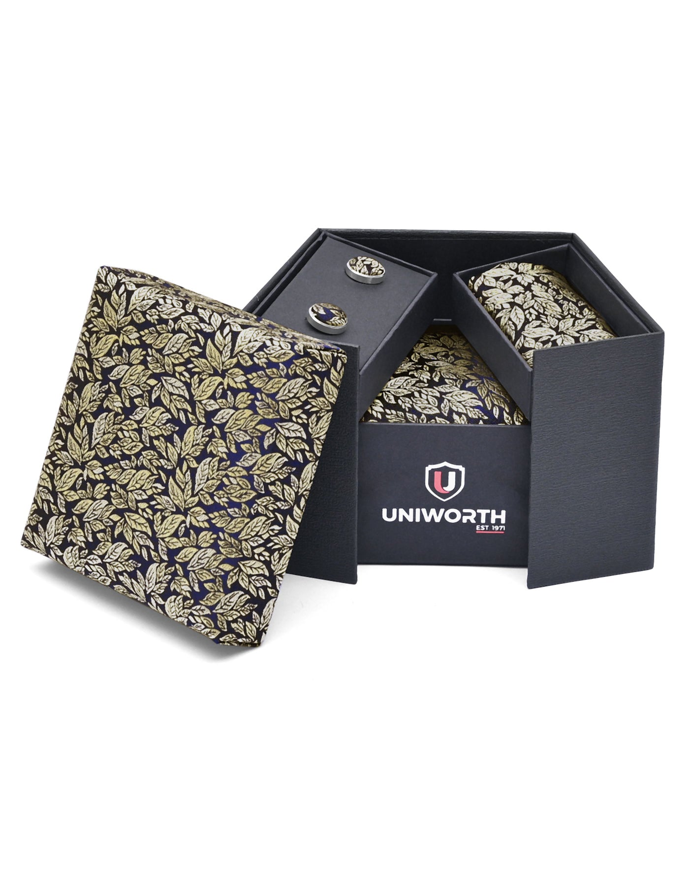 Pale Gold Paisley Cufflink Tie Set