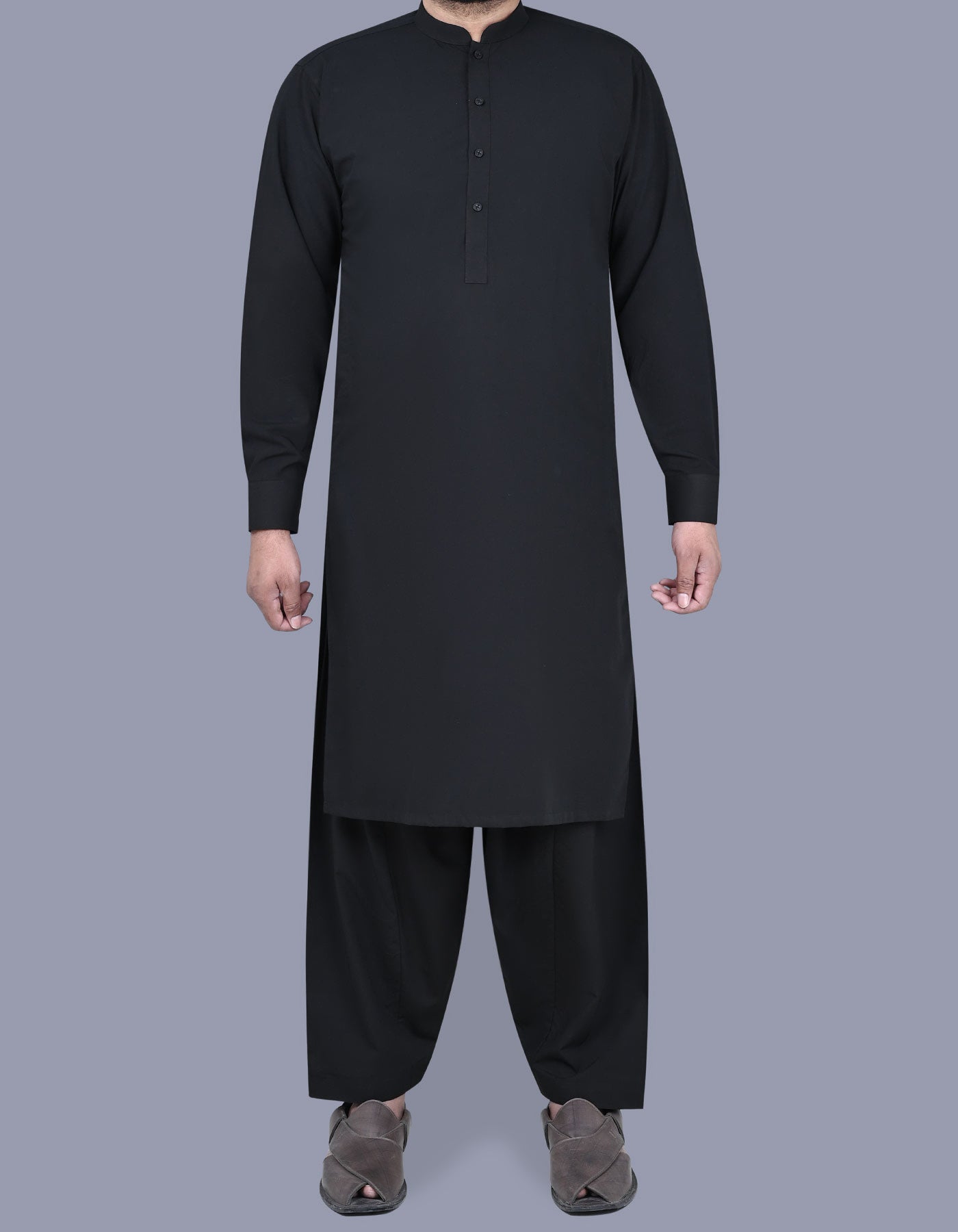 Black Plain Kameez Shalwar KS2516-1R-XS
