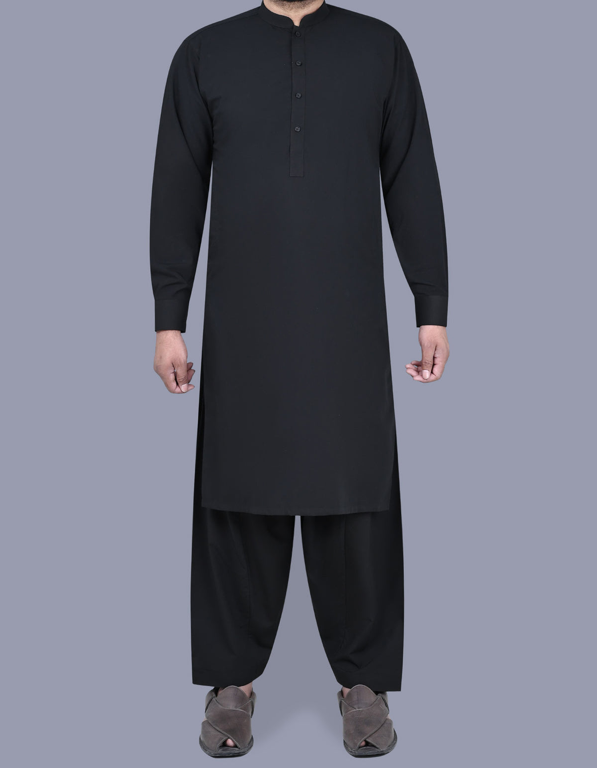 Black Plain Kameez Shalwar KS2516-1R-XS