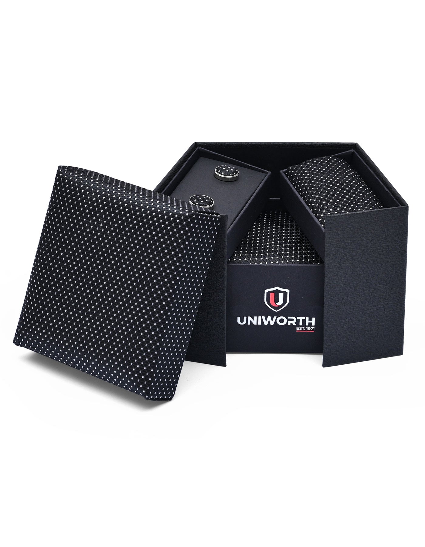 Black Dotted Cufflink Tie Set