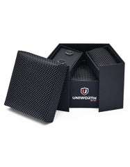 Black Dotted Cufflink Tie Set