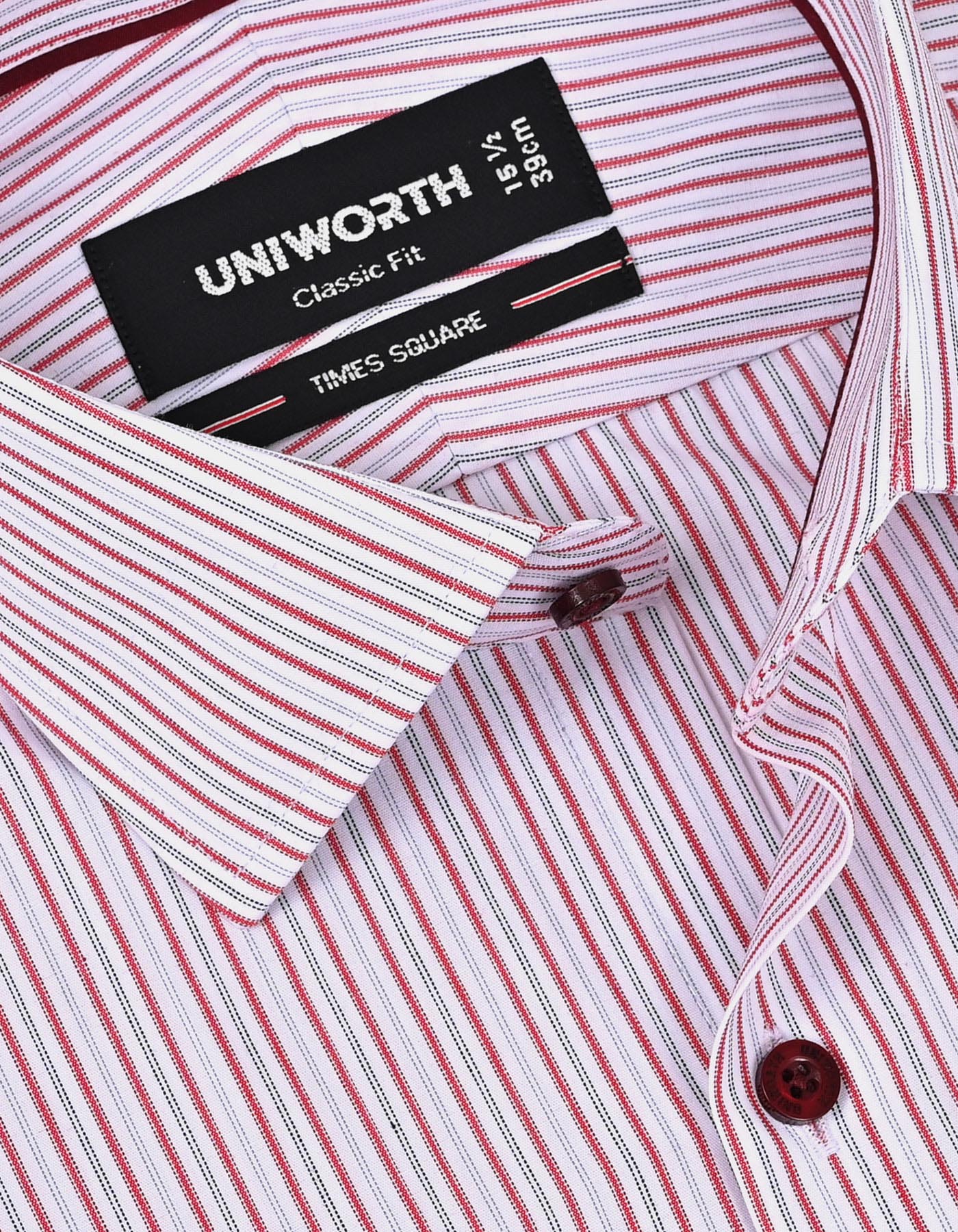 Stripe Red Classic Fit Shirt FS2864-1RF-15