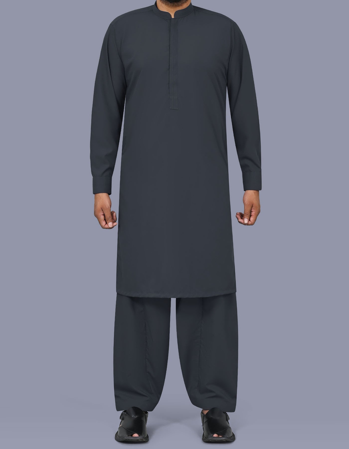 Charcoal Plain Kameez Shalwar KS26101S-XS