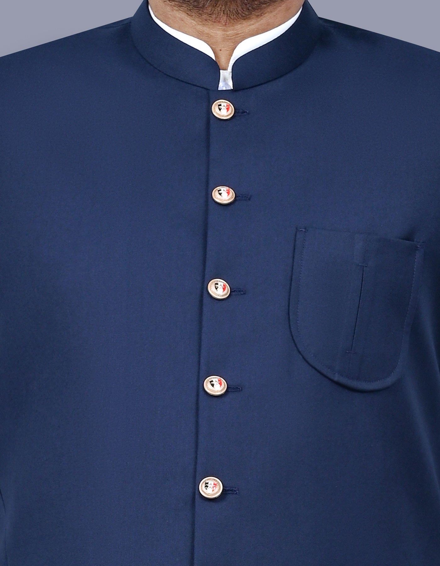 Blue Plain Waist Coat WC2517-1S-36