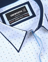 Printed White Tailored Smart Fit Shirt FS843SF-15