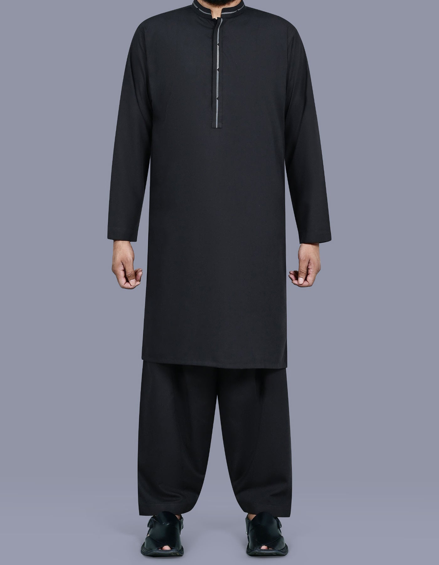 Black Plain Kameez Shalwar KS2673R-XS