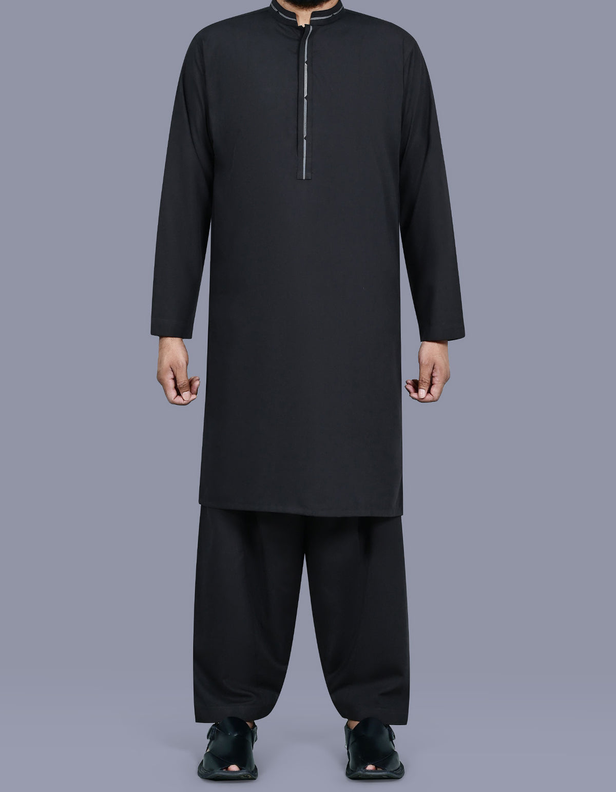 Black Plain Kameez Shalwar KS2673R-XS