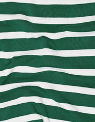 Green and White Striped Band Collar T-Shirt